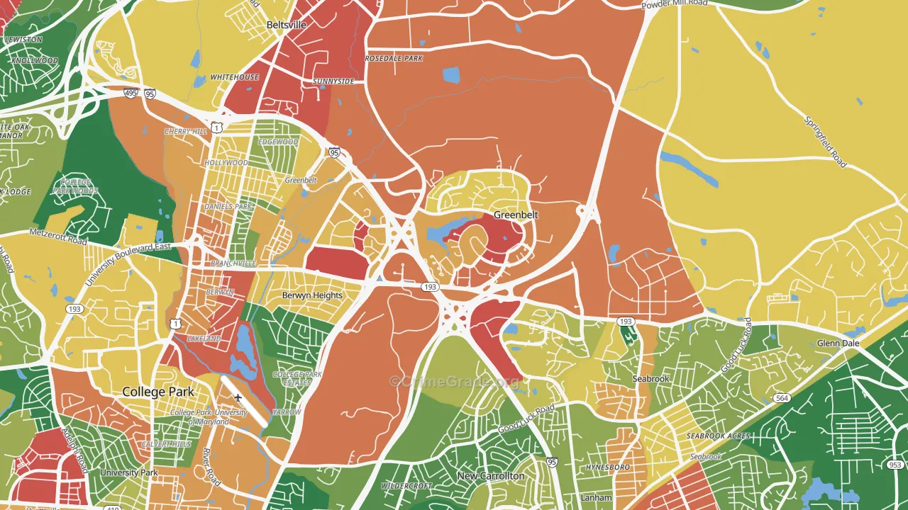 Greenbelt, MD Map of Theft Rates