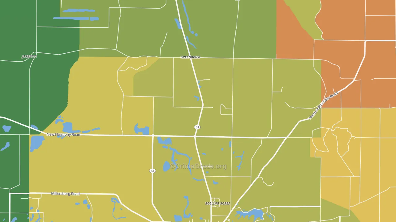 Greenbrier, IN Map of Theft Rates