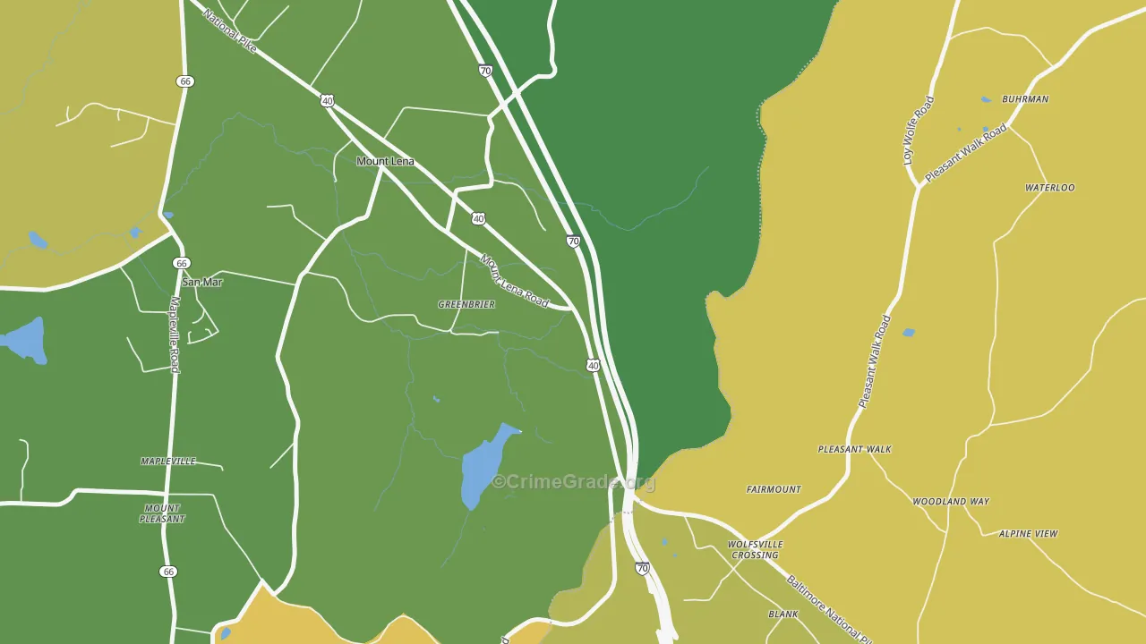 Greenbrier, MD Map of Theft Rates