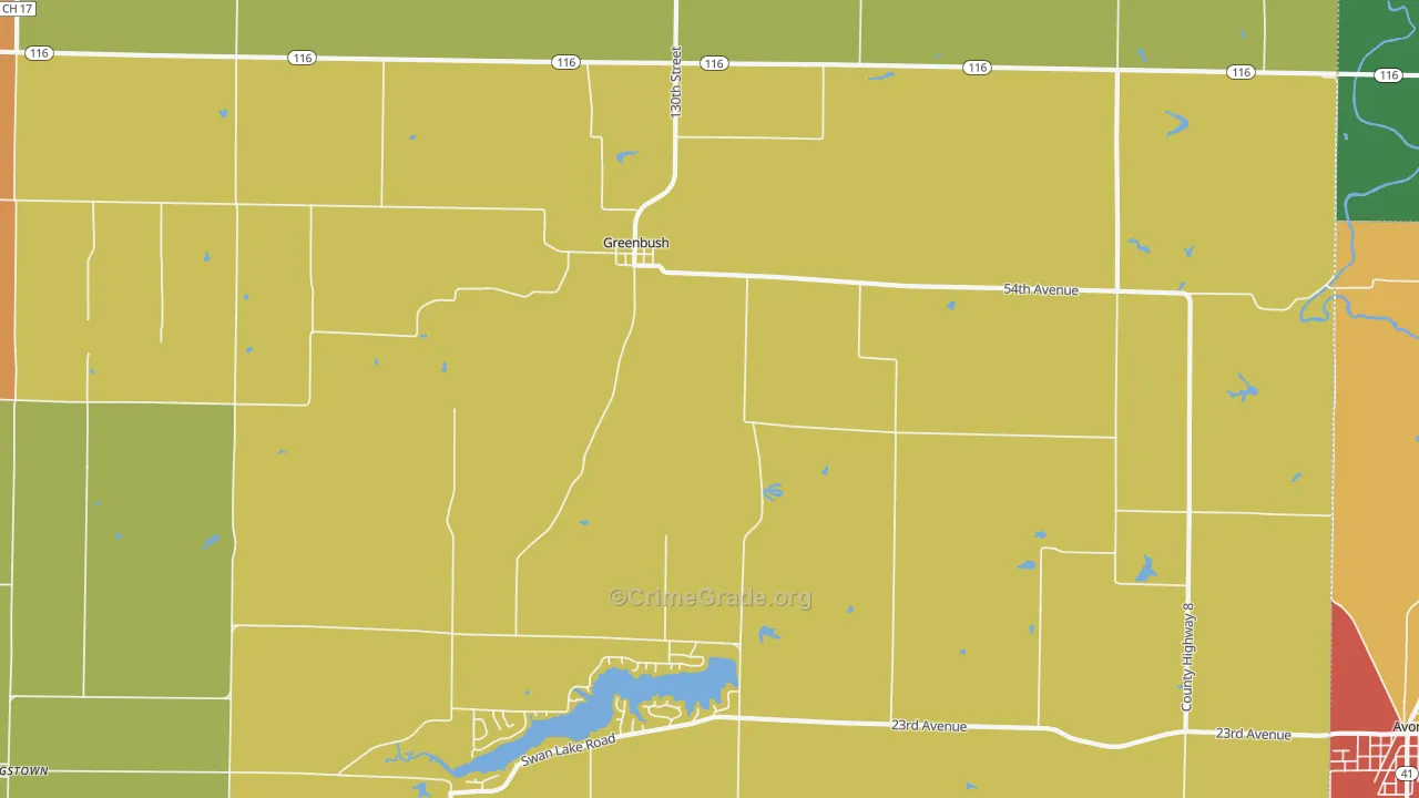 Greenbush, IL Map of Theft Rates