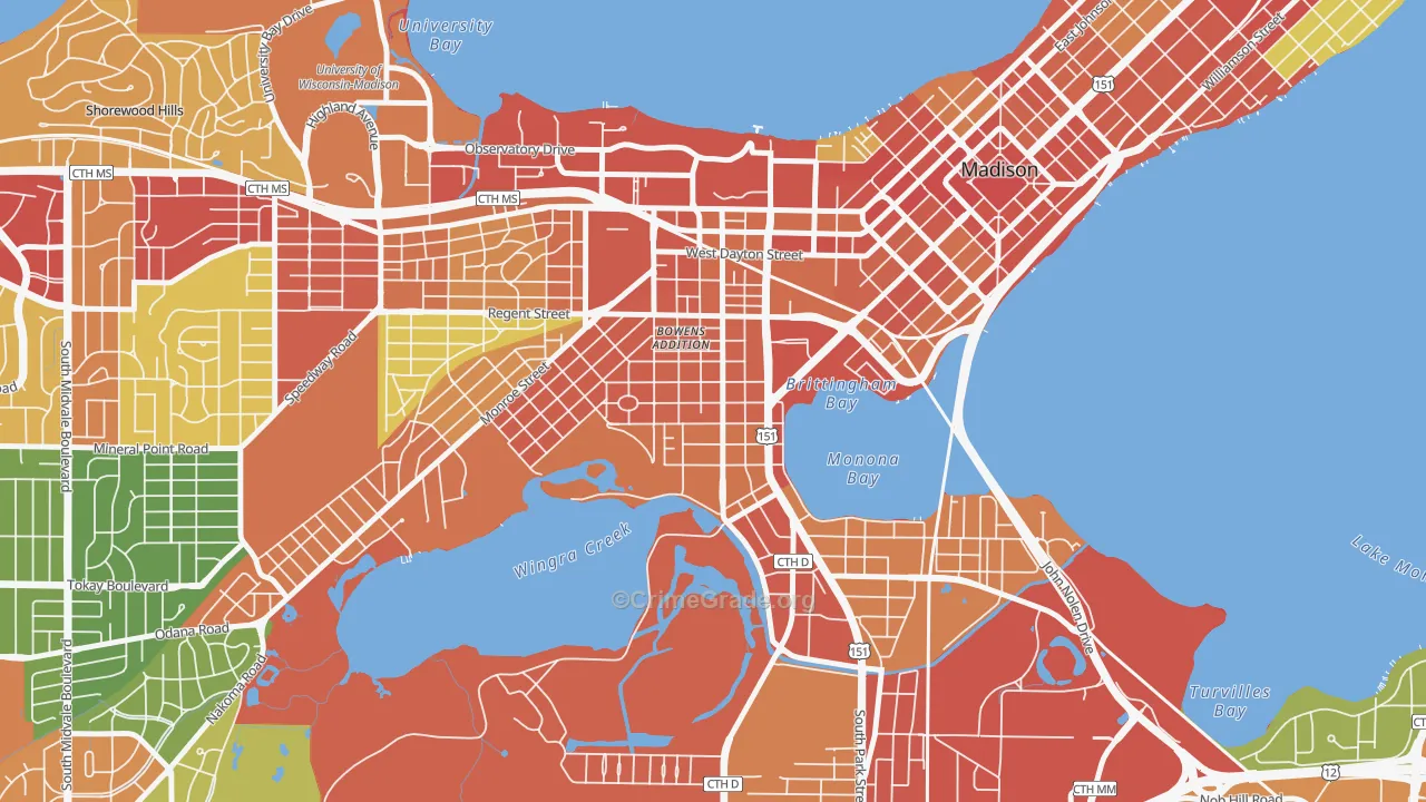 Greenbush, Madison, WI Map of Theft Rates