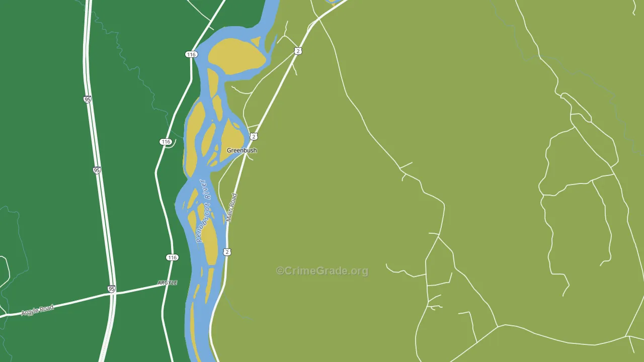 Greenbush, ME Map of Theft Rates