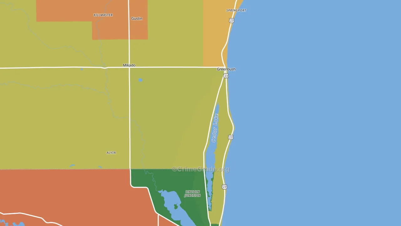 Greenbush, MI Map of Theft Rates