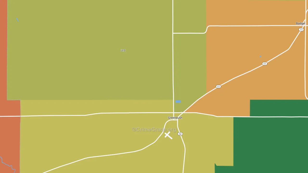 Greenbush, MN Map of Theft Rates