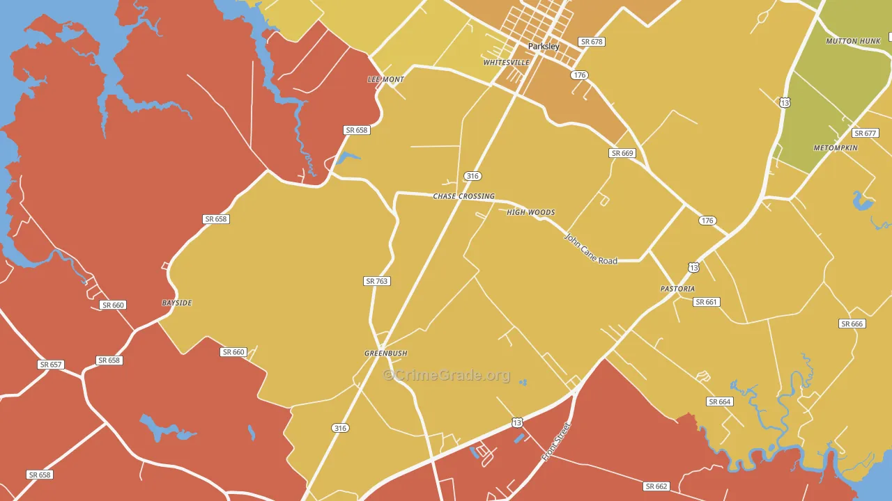 Greenbush, VA Map of Theft Rates