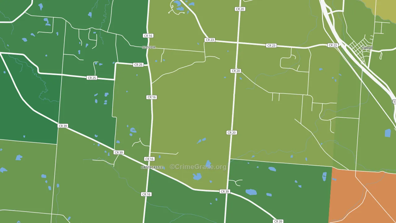 Greencastle, OH Map of Theft Rates