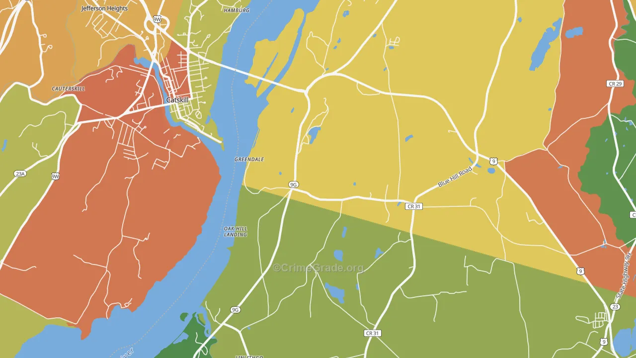 Greendale, NY Map of Theft Rates