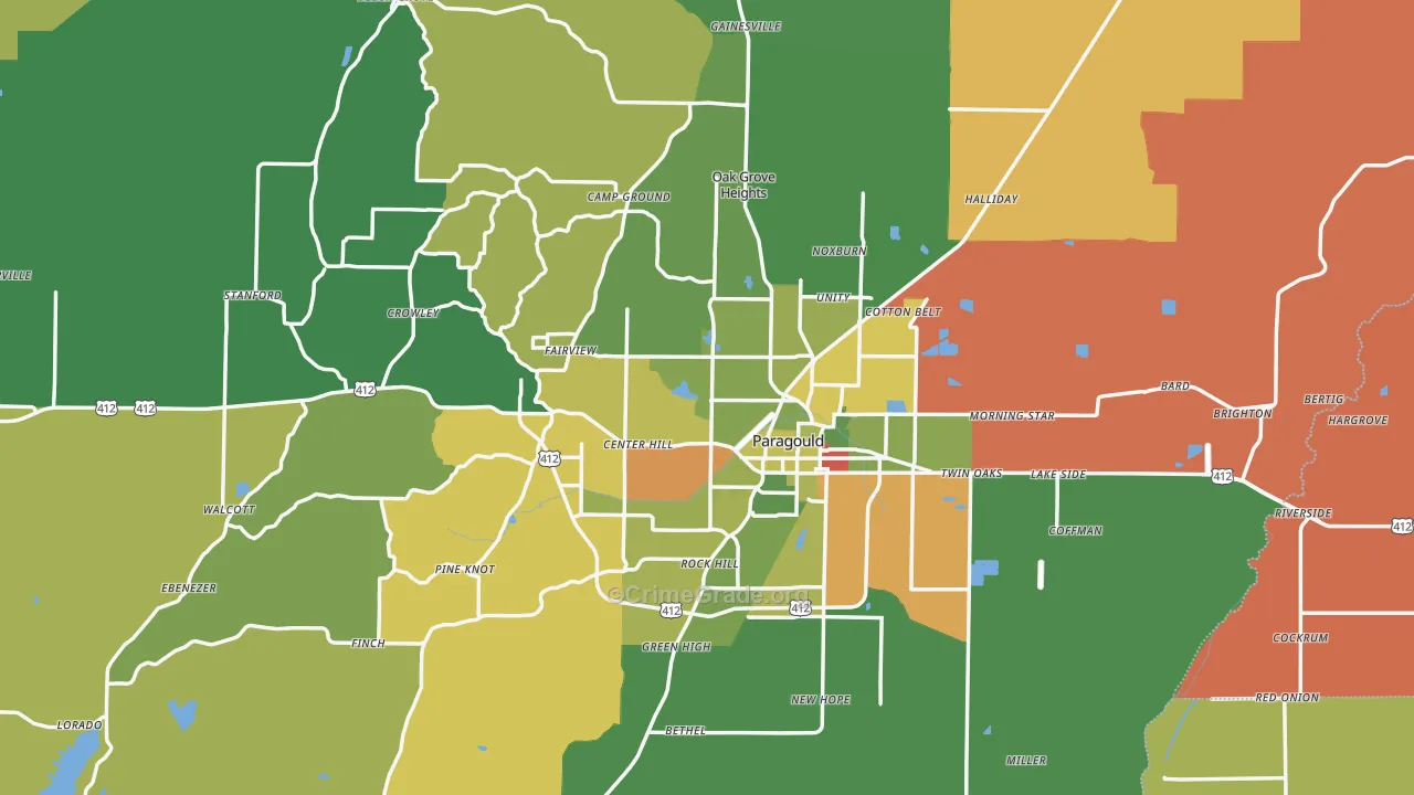 Greene County, AR Map of Theft Rates