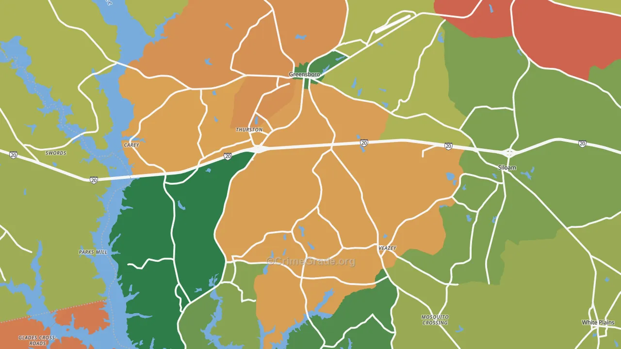 Greene County, GA Map of Theft Rates