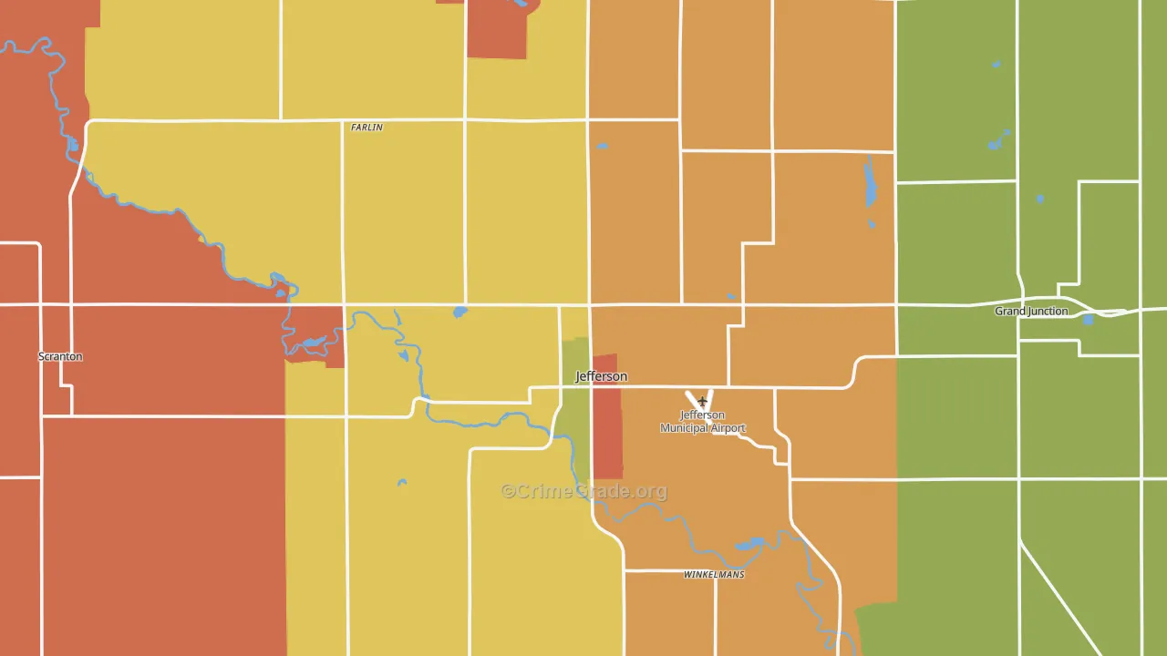 Greene County, IA Map of Theft Rates