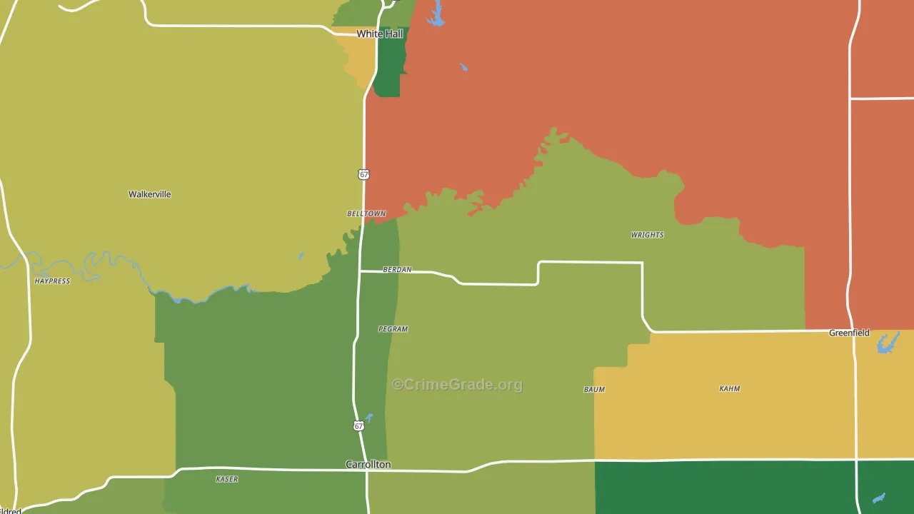 Greene County, IL Map of Theft Rates