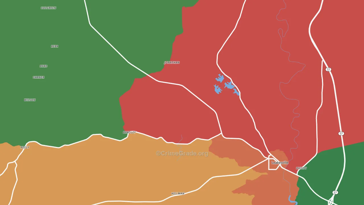 Greene County, MS Map of Theft Rates
