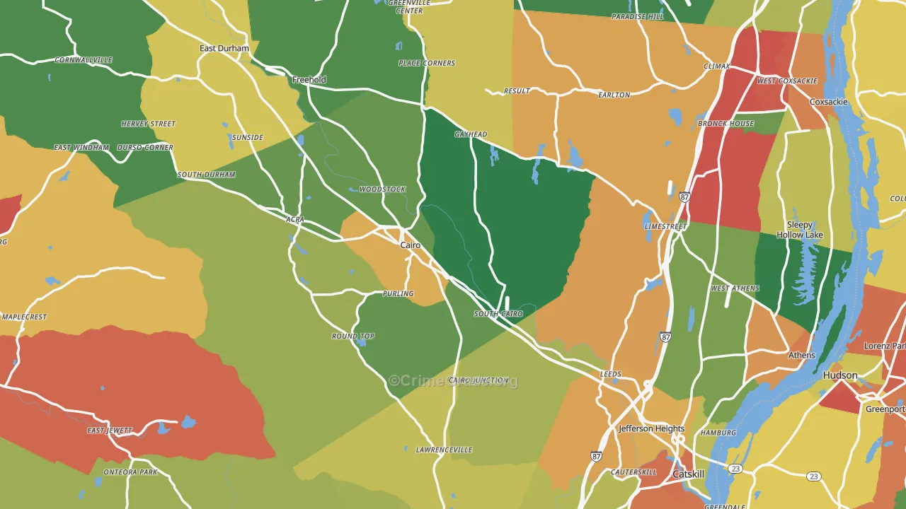 Greene County, NY Map of Theft Rates