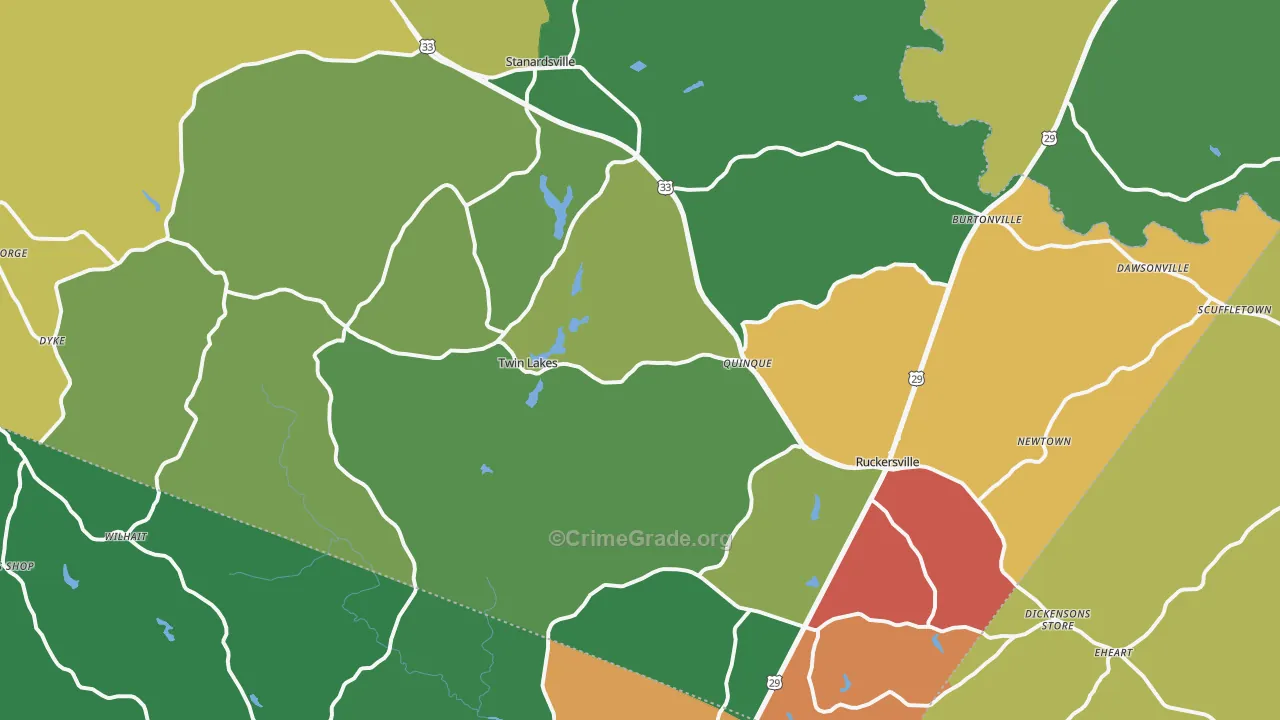Greene County, VA Map of Theft Rates