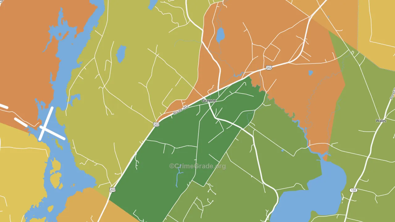 Greene, ME Map of Theft Rates