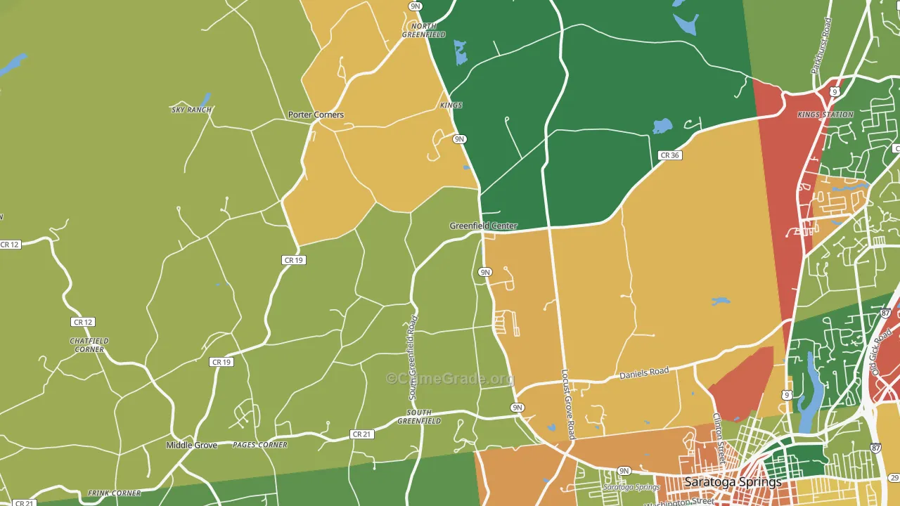 Greenfield Center, NY Map of Theft Rates