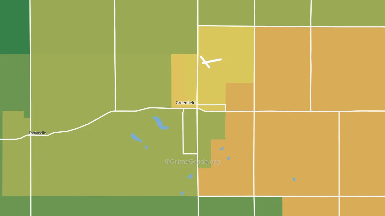 Greenfield, IA Map of Theft Rates
