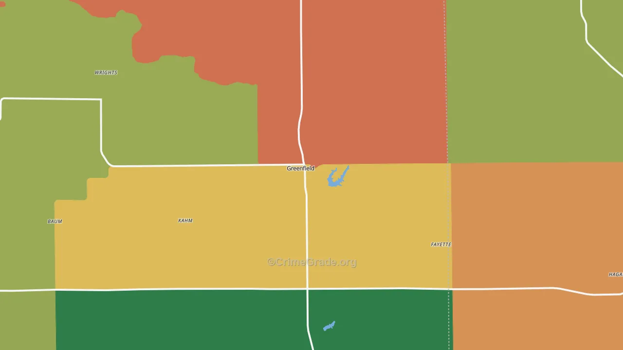 Greenfield, IL Map of Theft Rates