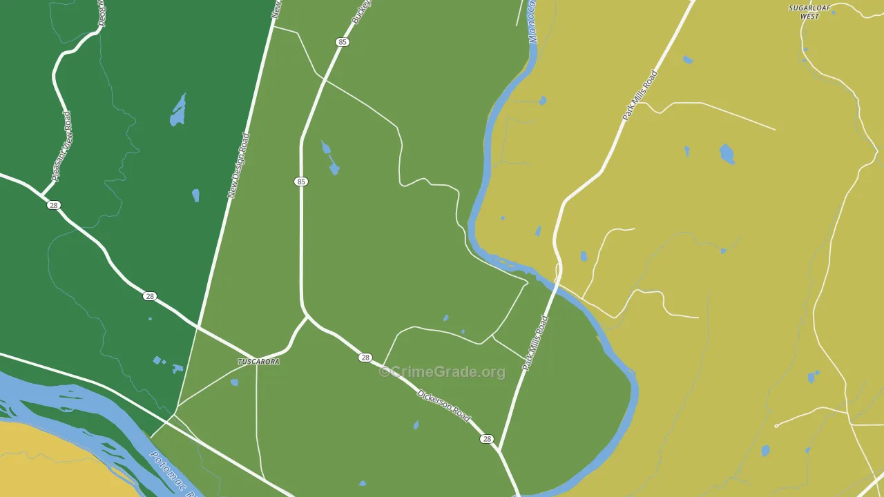 Greenfield Mills, MD Map of Theft Rates