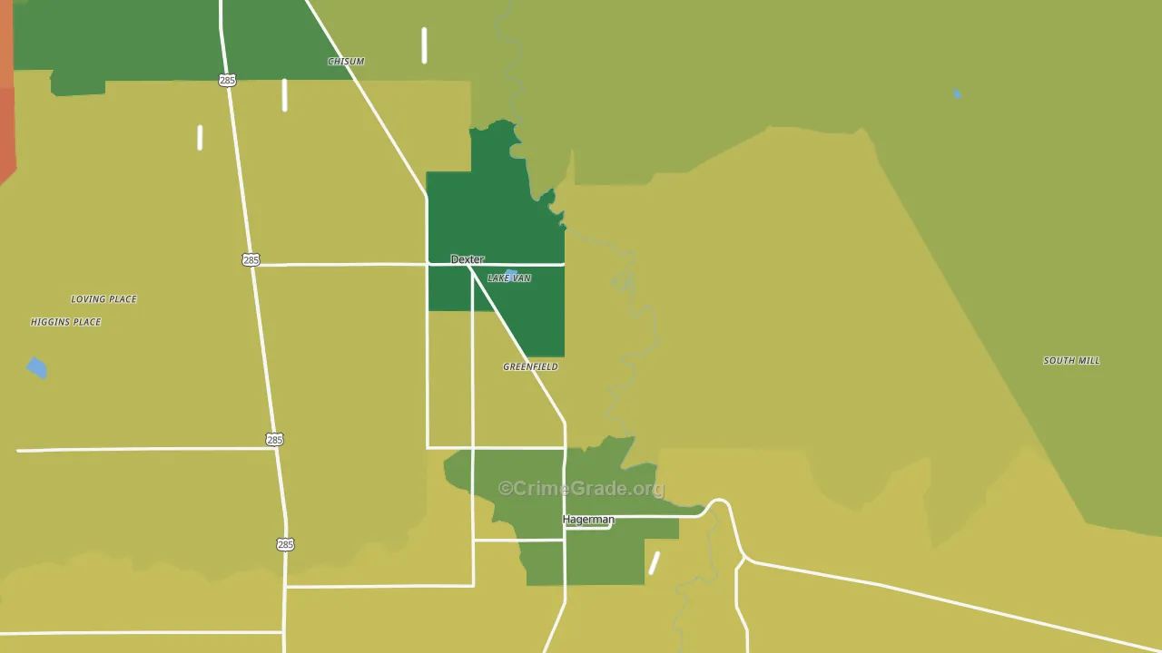 Greenfield, NM Map of Theft Rates