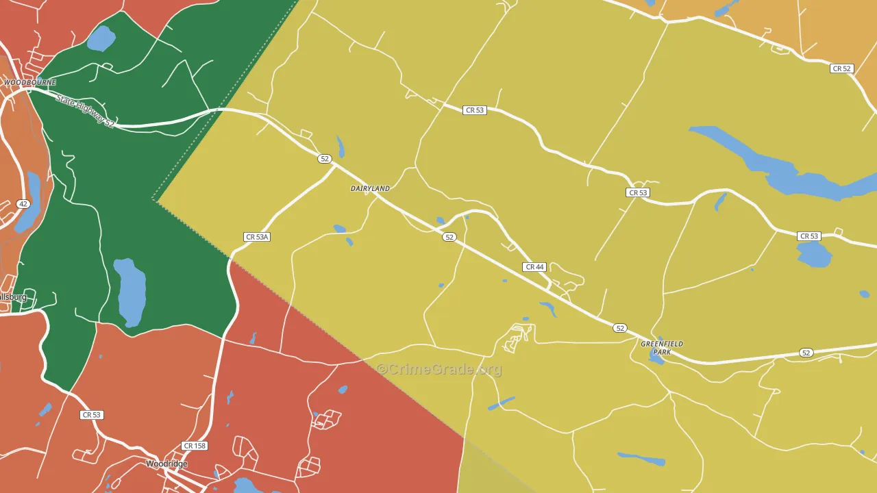 Greenfield Park, NY Map of Theft Rates