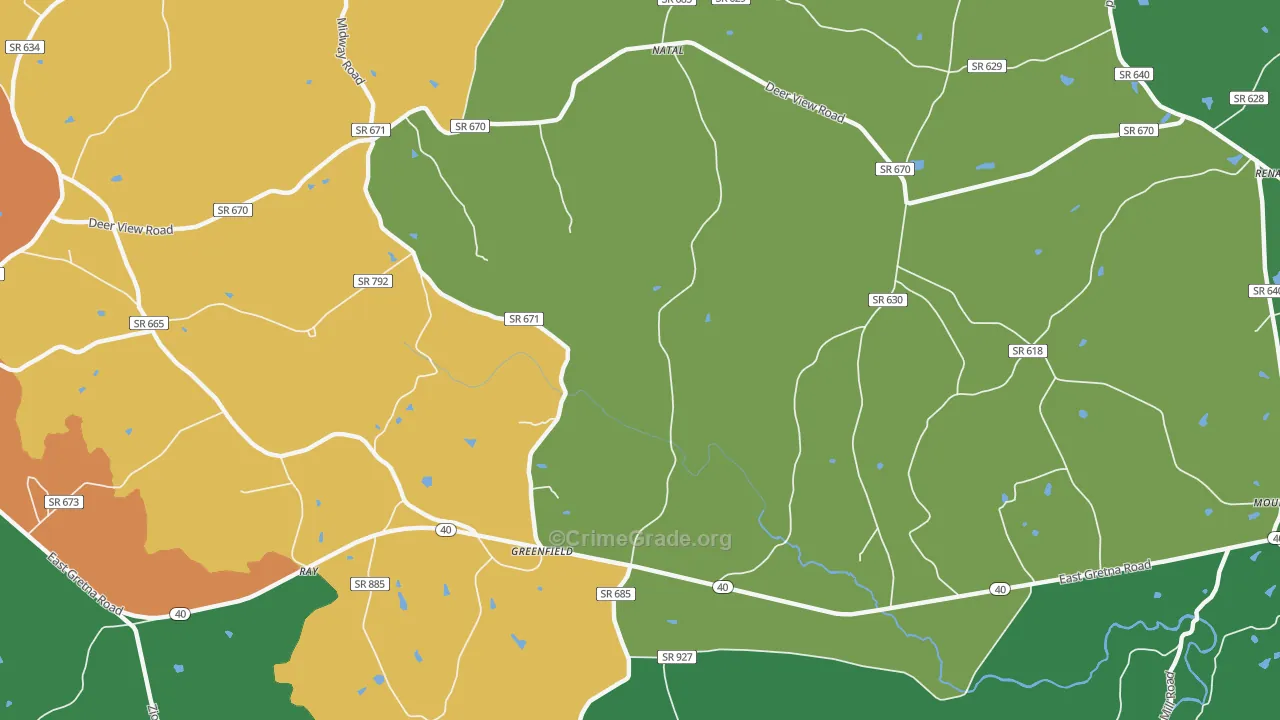 Greenfield, VA Map of Theft Rates