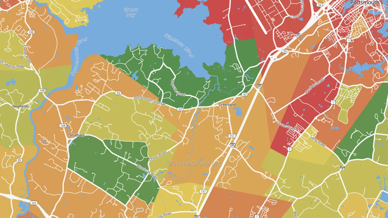 Greenland, NH Map of Theft Rates