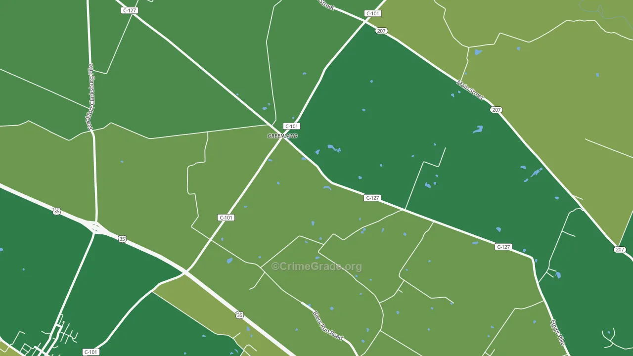 Greenland, OH Map of Theft Rates