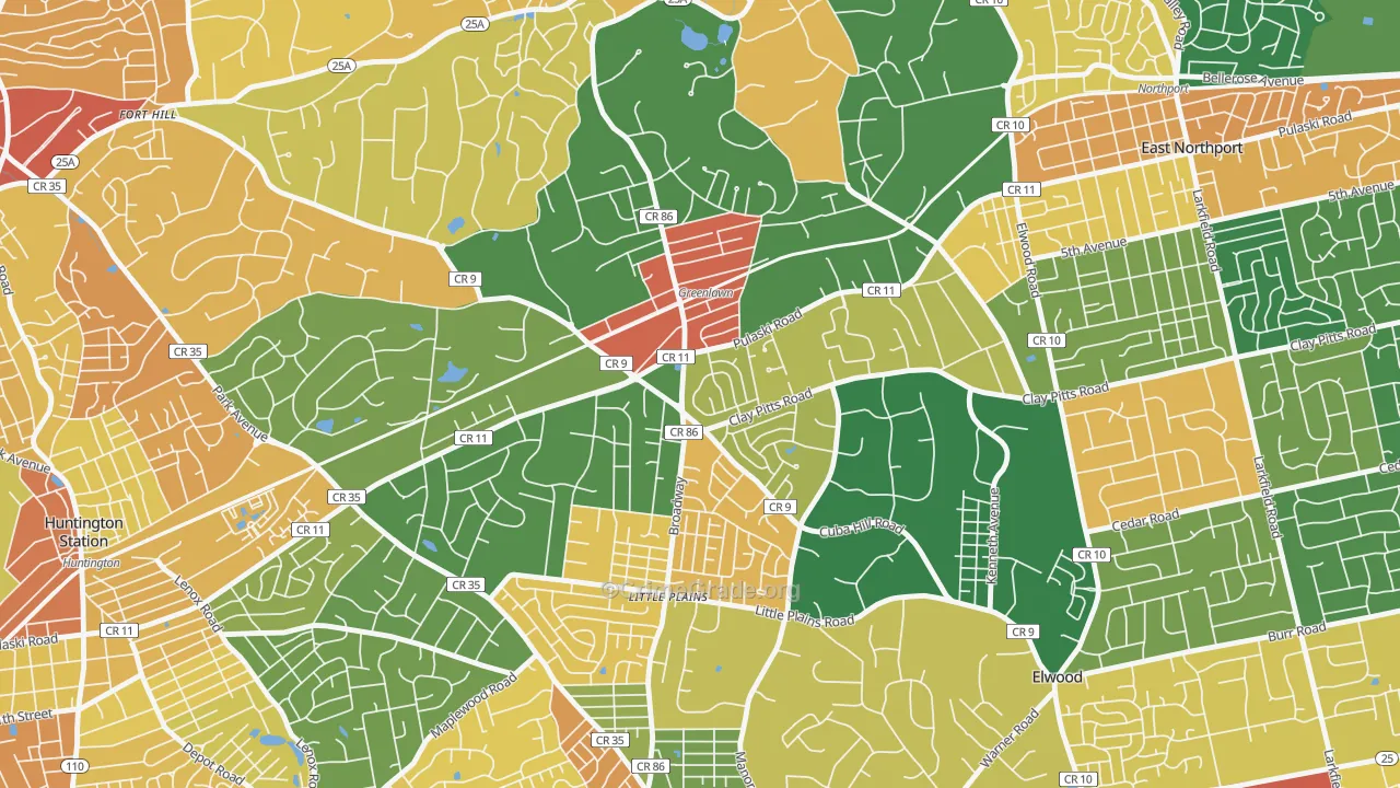 Greenlawn, NY Map of Theft Rates