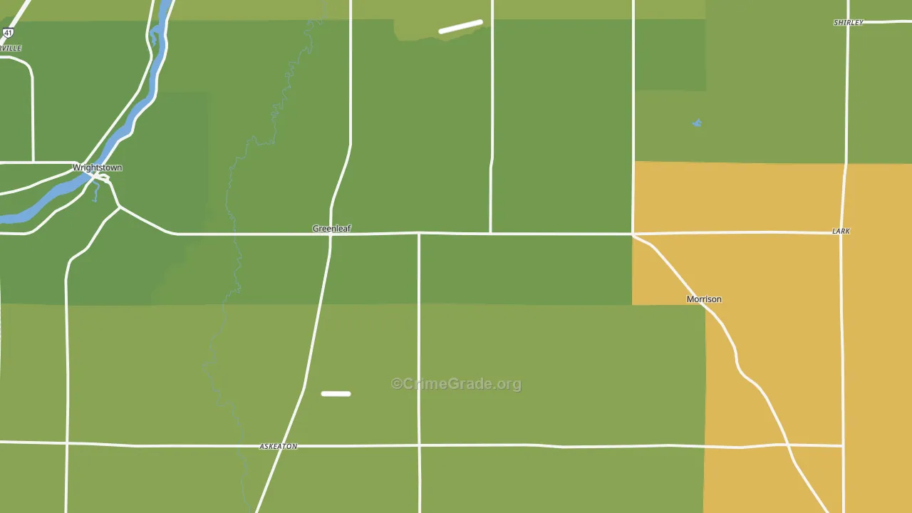 Greenleaf, WI Map of Theft Rates