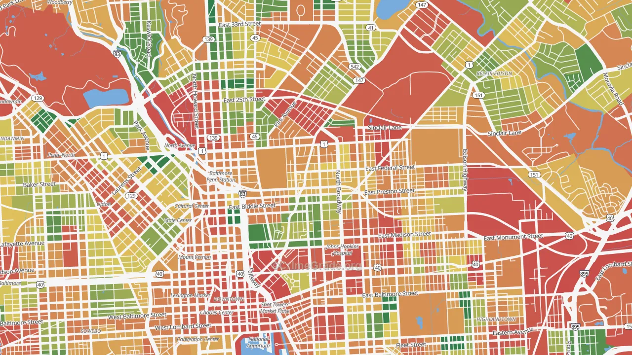 Greenmount, Baltimore, MD Map of Theft Rates