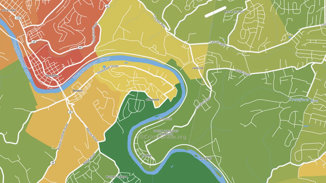 Greenock, PA Map of Theft Rates