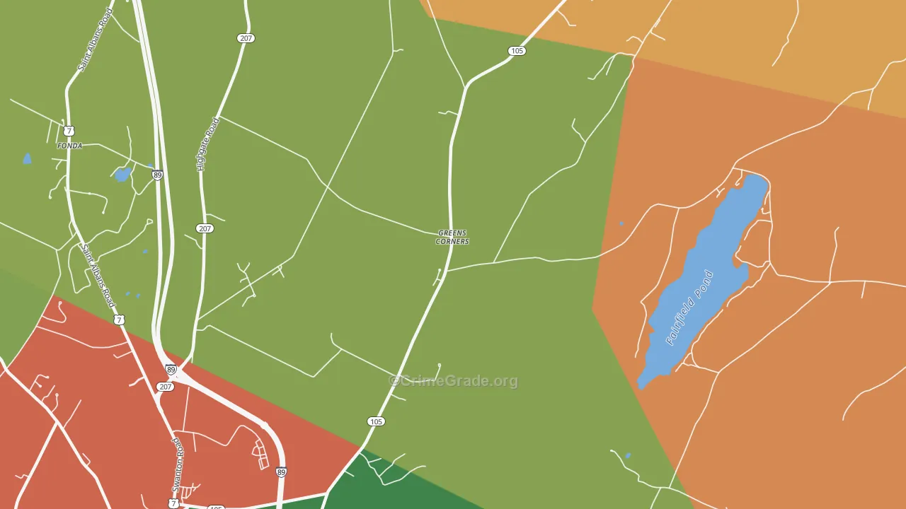 Greens Corners, VT Map of Theft Rates