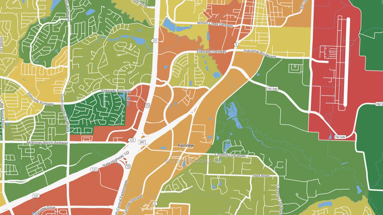 Greens of McKinney, McKinney, TX Map of Theft Rates