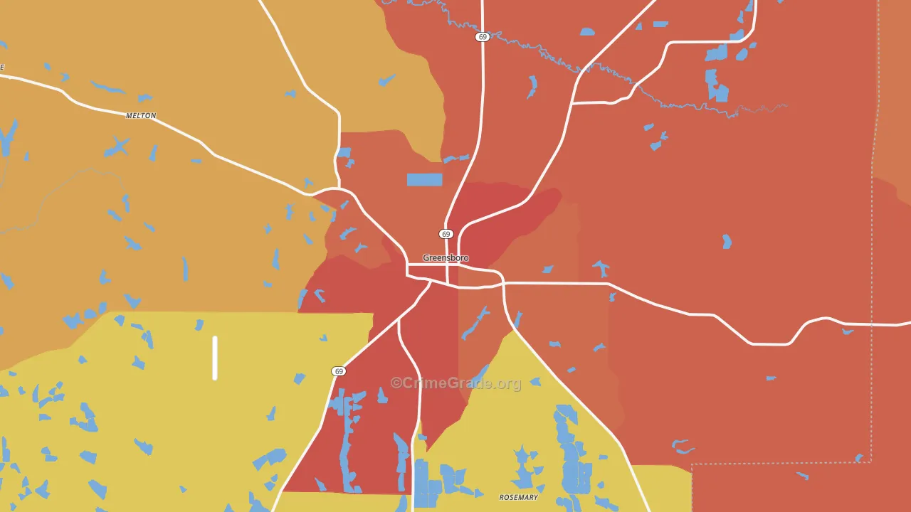 Greensboro, AL Map of Theft Rates