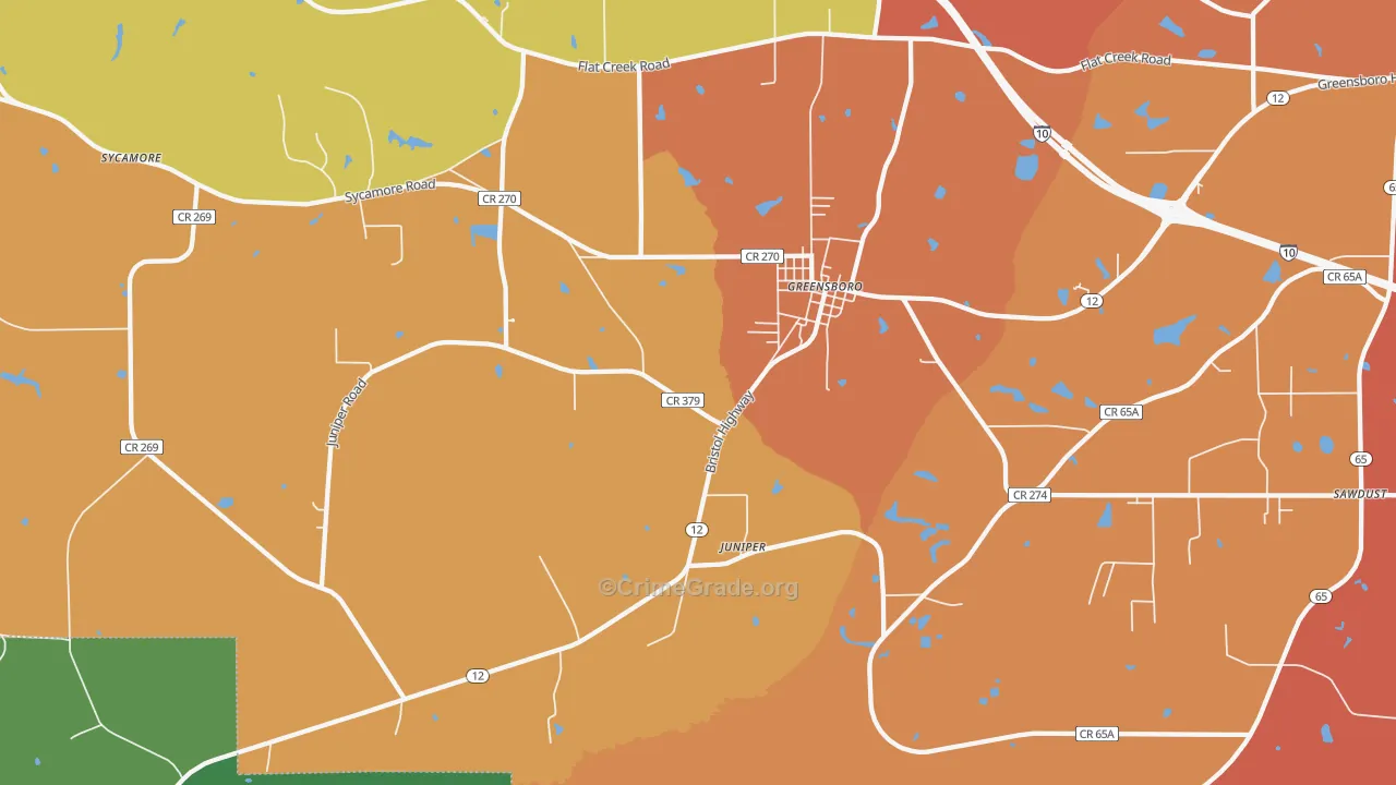 Greensboro, FL Map of Theft Rates
