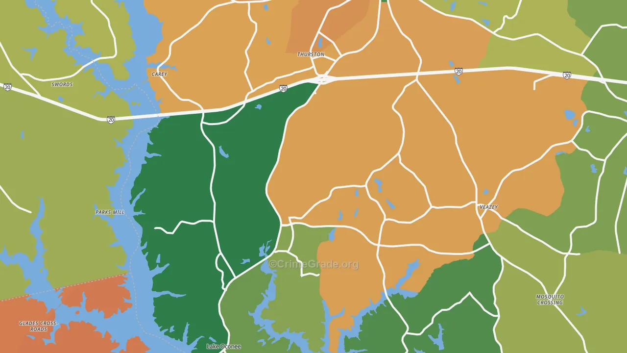 Greensboro, GA Map of Theft Rates