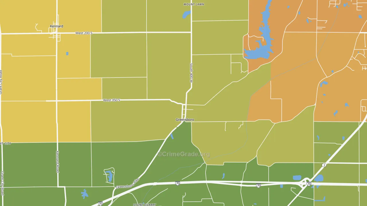 Greensboro, IN Map of Theft Rates