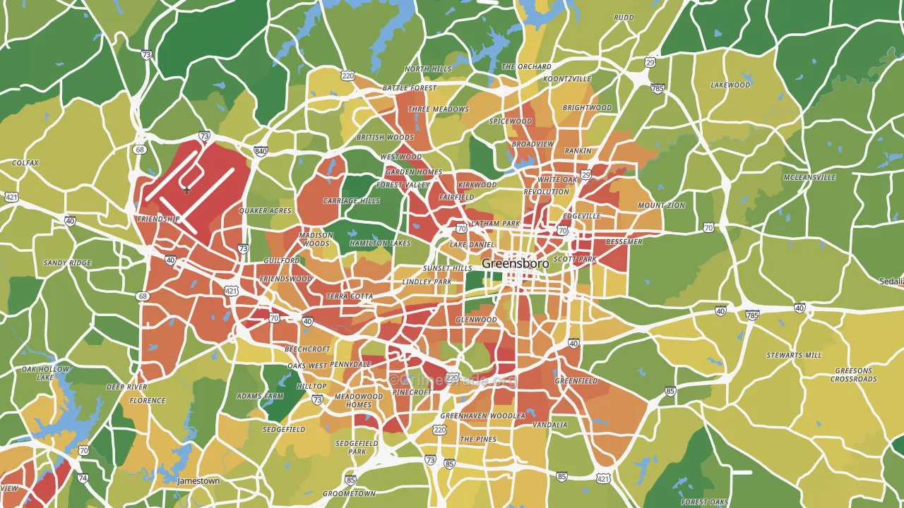 Greensboro, NC Map of Theft Rates