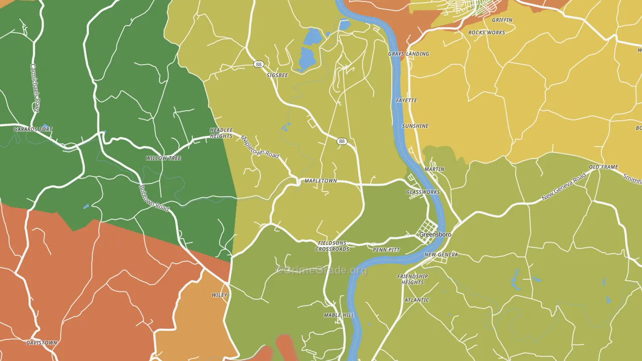 Greensboro, PA Map of Theft Rates