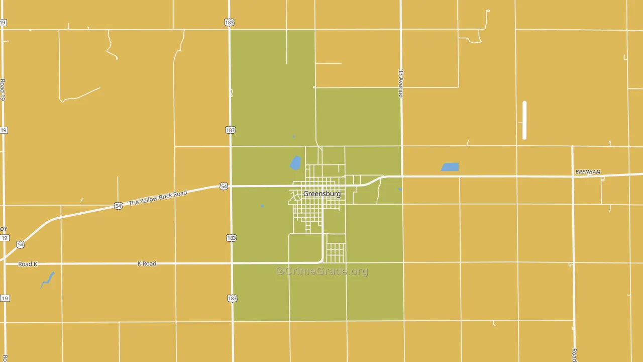 Greensburg, KS Map of Theft Rates
