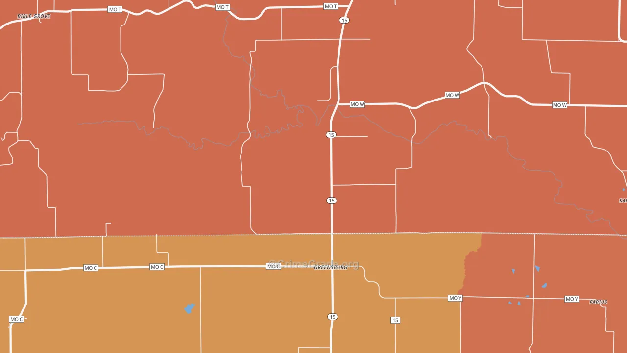 Greensburg, MO Map of Theft Rates