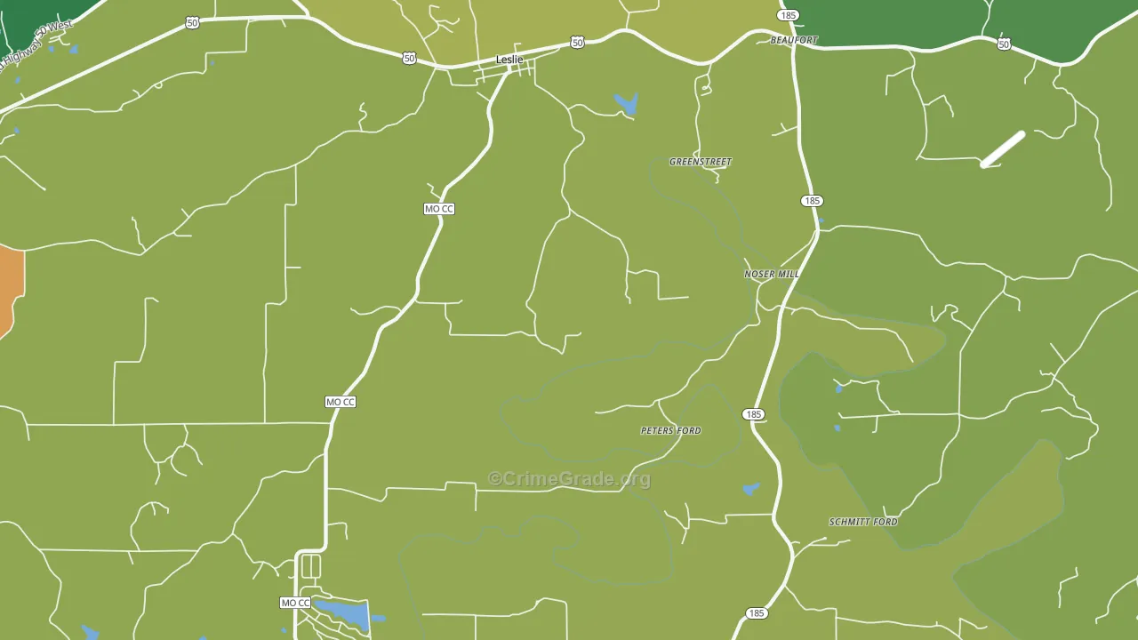 Greenstreet, MO Map of Theft Rates