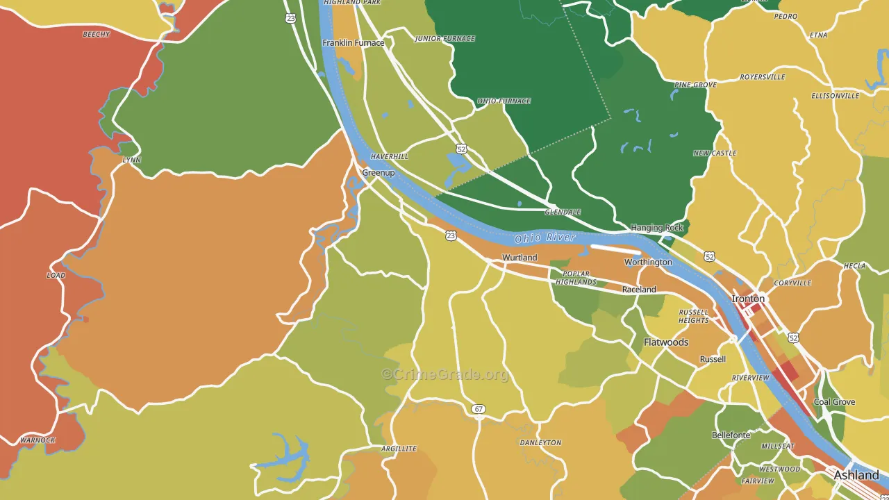 Greenup County, KY Map of Theft Rates