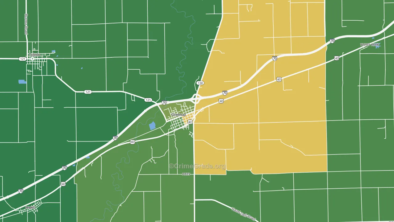 Greenup, IL Map of Theft Rates