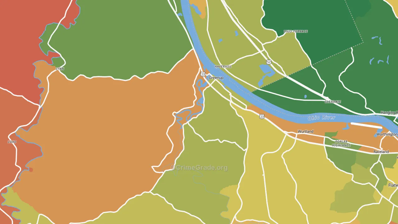 Greenup, KY Map of Theft Rates