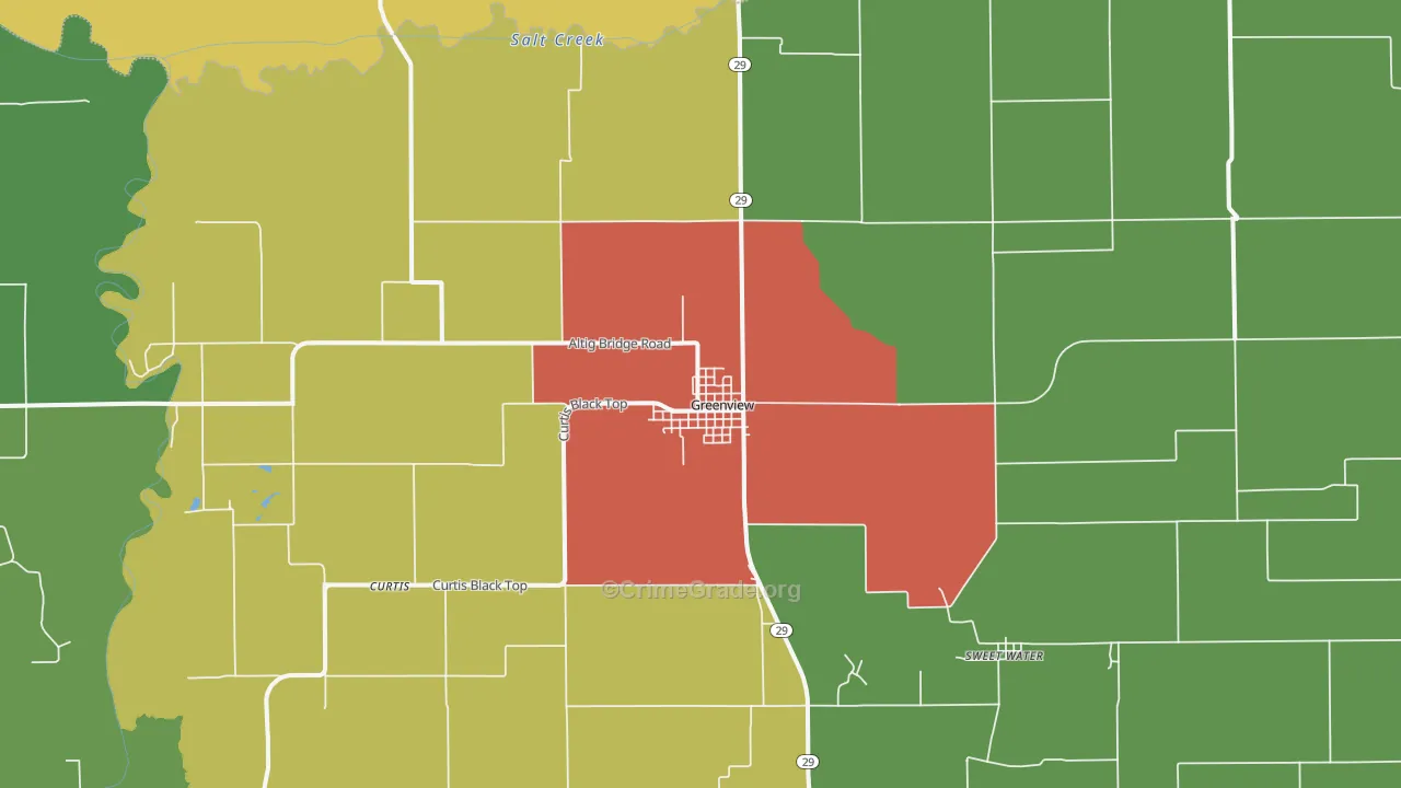 Greenview, IL Map of Theft Rates