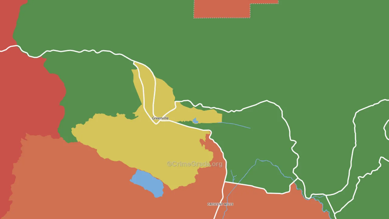 Greenville, CA Map of Theft Rates