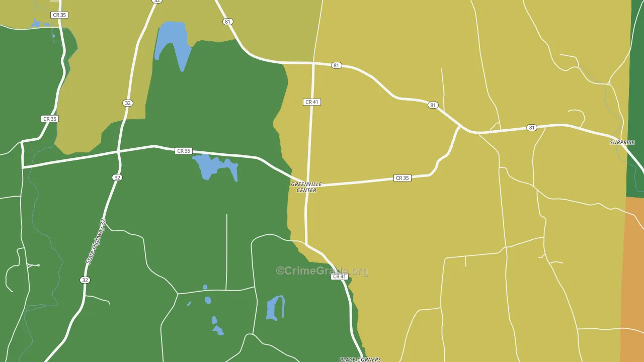 Greenville Center, NY Map of Theft Rates