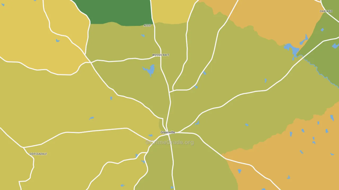 Greenville, GA Map of Theft Rates